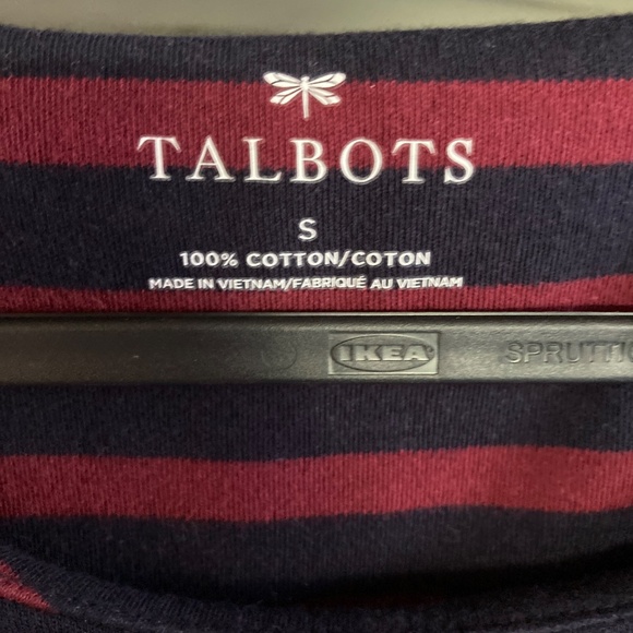 Burgundy Navy Cotton Striped Dress by Talbots - Picture 8 of 10